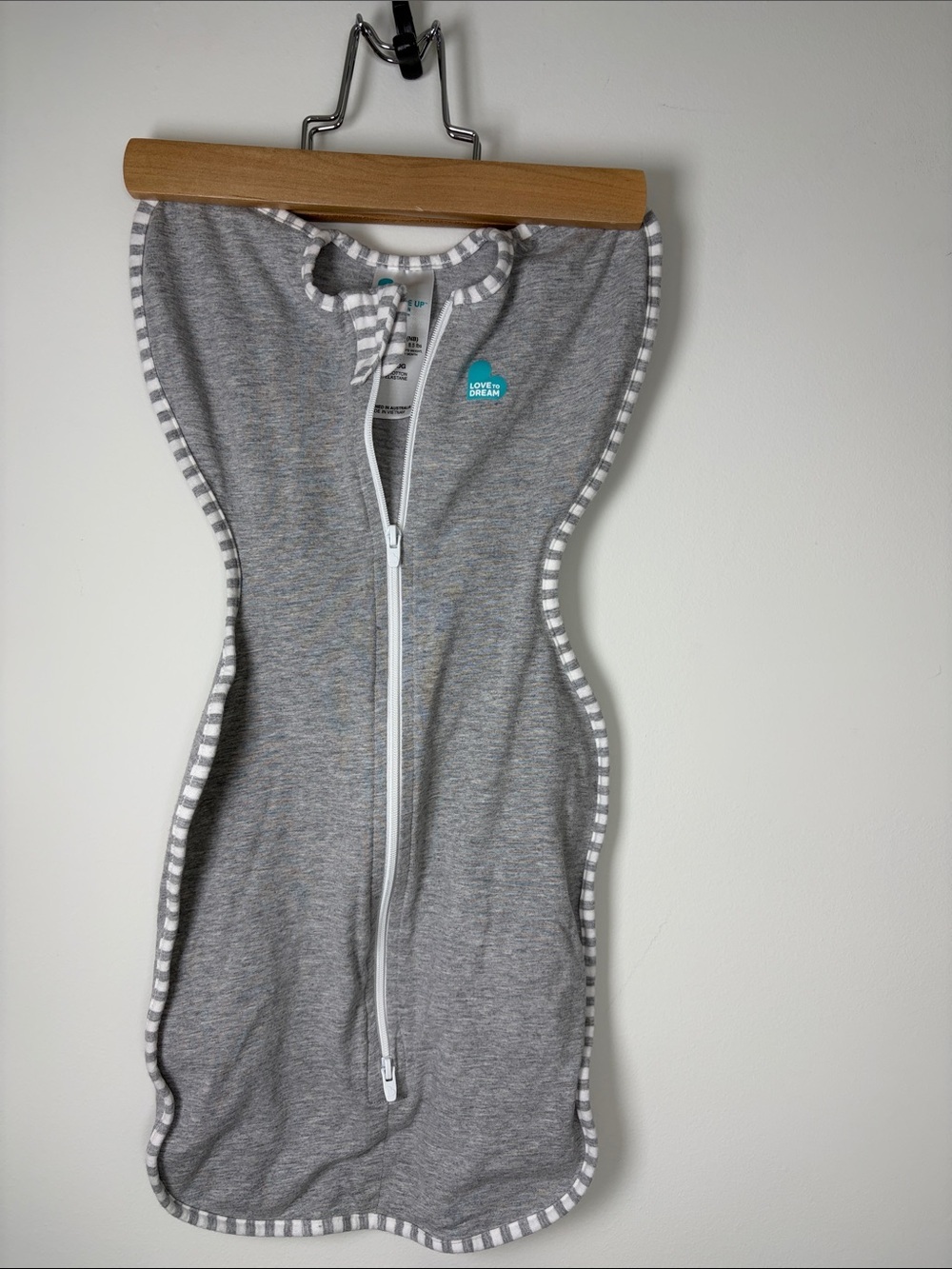 Love to Dream Swaddle Up Stretch Cotton Sleepsack Newborn - Gray & Striped Trim